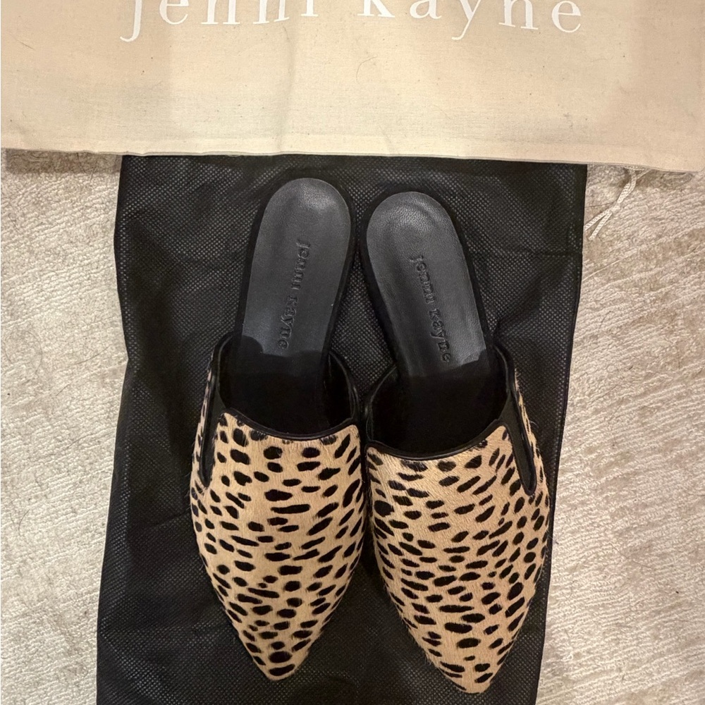 Jenni Kayne Leopard Print Pony Hair Mules